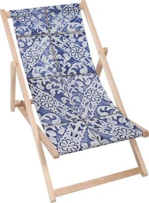 Immagine prodotto di Lettino Dreamroots pieghevole in legno, legno di faggio fino a 130 kg, lettino pieghevole con regolazione dell'inclinazione dello schienale in 3 fasi, Azulejo