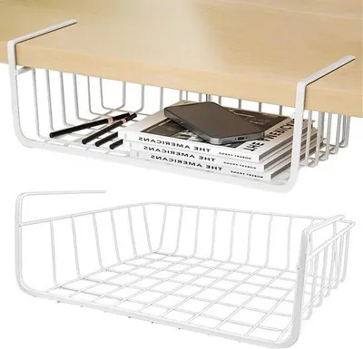 Produktbild von Famanu Aufbewahrungskorb aus Metall - 30 cm - Hängemodell - für Küche, Esszimmer, Büro - Weiß