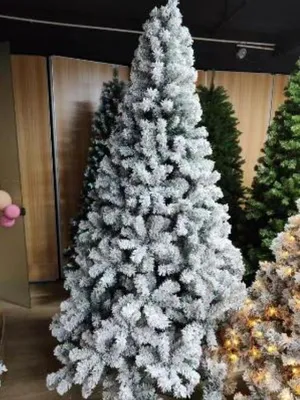 Produktbild von Künstlicher Weihnachtsbaum, beschneit, 230 cm (7,5 Fuß) hoch, dicht belaubt (Fichte/Tanne) mit LED-Beleuchtung und beschneiten Spitzen – Montage mit Scharnieren, Metallfuß