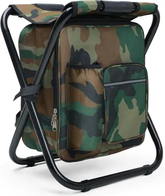 Produktbild von Klapphocker, Campinghocker mit 15L Kühlrucksack, ultraleichter Angelhocker, Camouflage