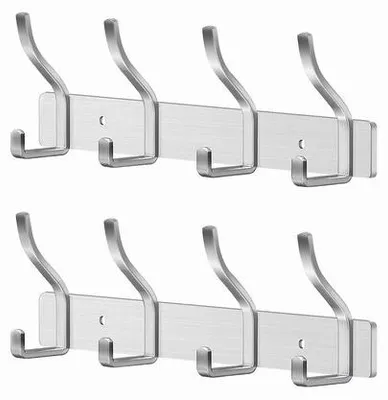 Produktbild von RVS Wandhaak mit 4 Haken, 2 Stück, Silberfarben
