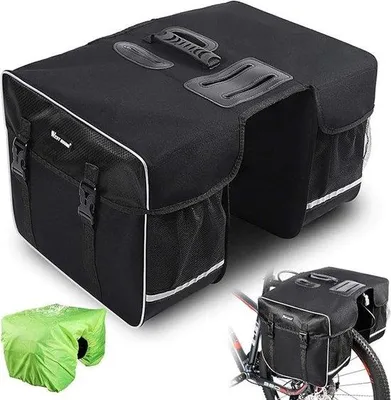 Produktbild von Doppelte Fahrradtasche mit Regenschutz, 30 Liter Fassungsvermögen, robust und wasserdicht.