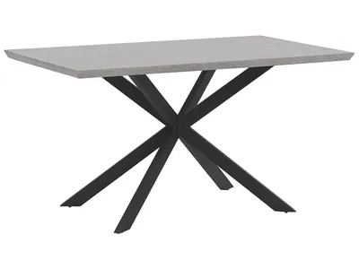 Zdjęcie produktu dla BELIANI Stół do jadalni obiadowy jasnoszary blat drewniany metalowe czarne nóżki prostokątny 140 x 80 cm nowoczesny wygląd efekt betonu
