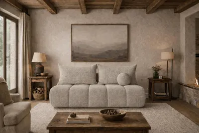 Image de Canapé-lit   avec coffre de rangement, canapé-lit, tissu chenille Flow, beige, PIANO