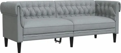Immagine prodotto di Divano Chesterfield a 3 Posti Grigio Chiaro in Tessuto