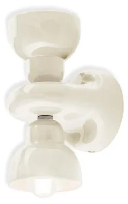 Obrázok produktu pre Vintage Decò Berimbau keramické nástenné svietidlo krémové 2 svetlá E14