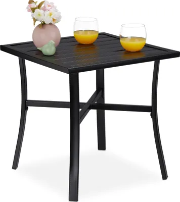 Produktbild von Relaxdays Gartentisch quadratisch für Garten, Outdoortisch Balkon & Terrasse, 4 Personen, Stahl, BxT: 46x46 cm, schwarz