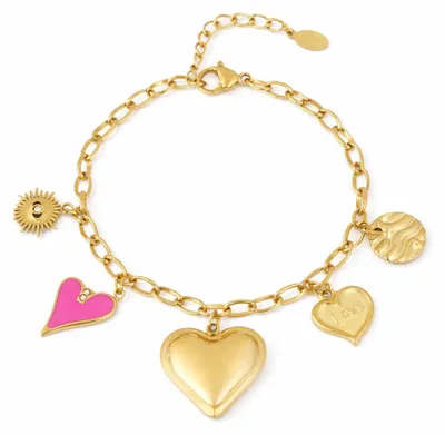 Zdjęcie produktu dla Bransoletka Love Charm w kolorze złotym Różowa Miłość Miłość Przyjaźń Yehwang
