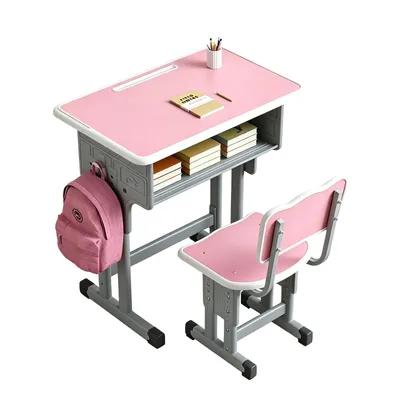 Produktbild von AIORBER Kinderschreibtisch mit Stuhl höhenverstellbar ergonomisch Schüler Schreibtisch Set stabil Lernmöbel Rosa