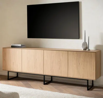 Produktbild von TV-Lowboard "Breda" in Stone Eiche 200 x 70 cm, mit Push-to-Open und Komforthöhe