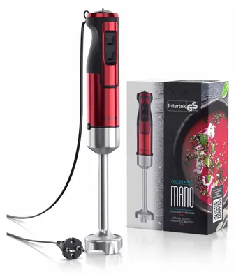 Immagine prodotto di Arendo - Frullatore a mano, 1000 W, frullatore a mano in acciaio inox rosso, frullatore a mano con bicchiere, controllo continuo