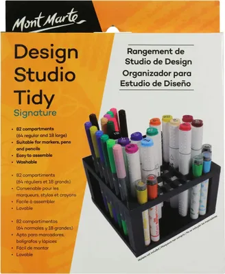 Produktbild von Mont Marte Organizer, SIGNATURE Stifte & Pinselhalter, 82 Fächer, davon 18 breite für Marker, Stillvoller & Praktischer Stauraum für Ihre Stifte, Pinsel und Marker