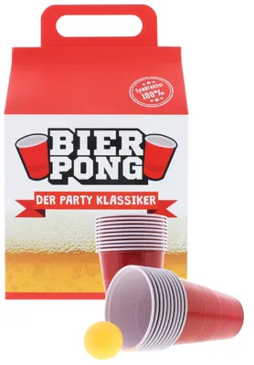 Produktbild von Bierpong Geschenkset Trinkspiel mit 20 Becher 2 Bällen und Anleitung Partyspiel Erwachsene
