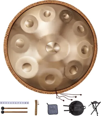 Obrázok produktu pre VEVOR Handpan, 22-palcový ručný bubon s 10 notami d mol, stojan na handpan 432 Hz a taška na prenášanie, oceľový terapeutický bubon, perkusný nástroj pre dospelých a začiatočníkov