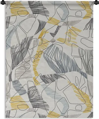Produktbild von MuchoWow® Wandteppich Wandbehang Linienkunst - Dschungel - Muster - Gold 90x120 cm Tapisserie Dekoration Wandtuch - Wanddeko