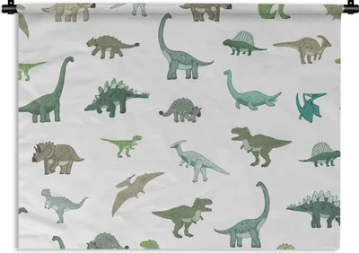 Produktbild von MuchoWow® Wandteppich Wandbehang Dinosaurier - Grün - Jungen - Braun - Kind - Muster 150x112.50 cm Tapisserie Dekoration Wandtuch - Wanddecke - Wandteppiche
