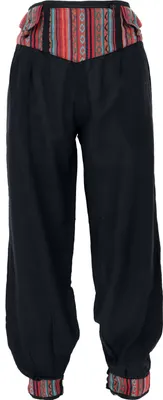 Produktbild von Muckhose, Pluderhose mit Breitem Bund, Bauchtasche - Schwarz, Damen, Baumwolle, Größe: L