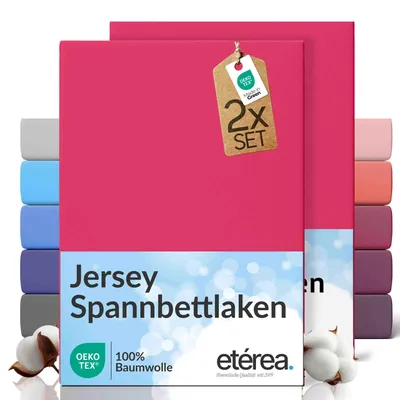 Produktbild von 2er Set Jersey Spannbettlaken 90x200cm - 100x200cm - 100% BAUMWOLLE - Bettlaken Spannbetttuch 90x200cm - 100x200cm - Pink