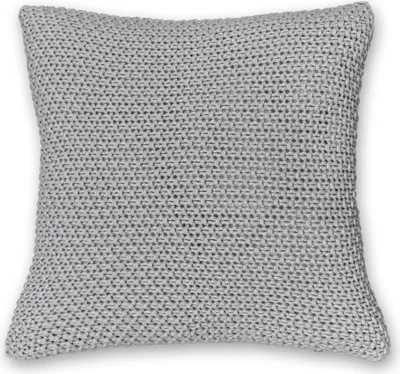 Produktbild von Kissenbezug Strick 45x45 grau helles grau - Reißverschluss OEKO-TEX Dekokissen Sofakissen warme weiche Kissenhülle mit edlem und schlichtem Strickmuster