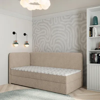 Produktbild von Masseno Boxspringbett GINA 90x200 cm Komplett-Set mit Bonell Matratze und Topper, Polsterbett mit Bettkästen -Beige, QUELLE 05