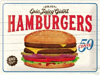 Obrázek produktu pro Nostalgic-Art - Plechová cedule 30 x 40 cm - USA - Hamburgery
