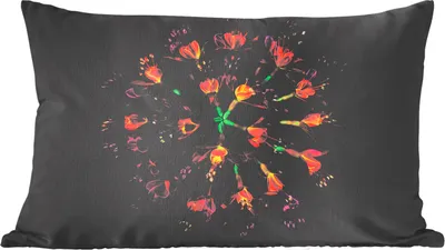 Produktbild von MuchoWow® Zierkissen Sofakissen Wohnzimmer Dekokissen 50x30 cm Blumen - Orange - Rosa - Schwarz - Wohnzimmerdekoration - Polster mit Photo