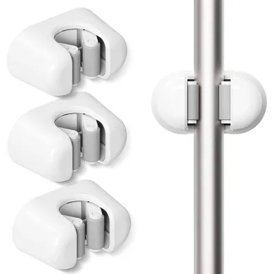 Produktbild von Zubehörhalter - 3 Stücke - Selbstklebend - Gartengerätehalter - Werkzeughalter - Wandmontage - Für Büro, Küche, Garage, Garten, Lager und Platzsparender - Für Mop und Besen - Weiß