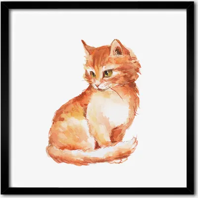 Produktbild von Bild - 50 cm x 50 cm - MDF - Rahmen, Wandkunst - Rote Katze