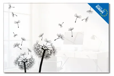 Produktbild von banjado Magnettafel aus Glas, beschreibbar, 60x40cm groß, ESG Sicherheitsglas mit Motiv Pusteblume 2 [MTGQ1 10361]