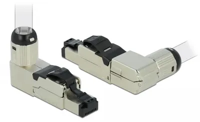 Produktbild von Delock RJ45 Stecker feldkonfektionierbar Cat.6A Metall gewinkelt