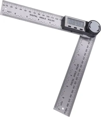Produktbild von Elektronischer Winkelmesser aus Edelstahl, digitaler Goniometer, Winkelmesser, Gehrungslehre, Lineal, 10–390 mm