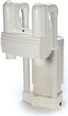 A white skimmer pump unit is shown against a white background.