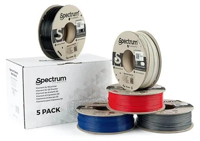 Immagine prodotto di Filamento 3D Spectrum, ASA 275, 1,75mm, 5x250g, 80749, miscela Polar White, Deep Black, Silver Star, Navy Blue, Bloody Red