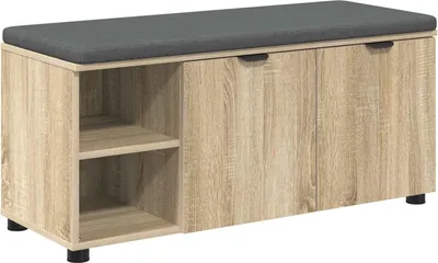 Immagine prodotto di vidaXL Panca da corridoio con cuscino e ripiano in rovere Sonoma 100 x 38 x 46 cm