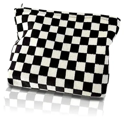 Produktbild von Kariert Kosmetiktasche für Reisen – Multifunktionale Kulturtasche in Schwarz
