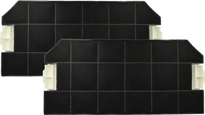 Two charcoal filters for a range hood, presented against a white background.