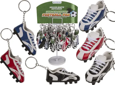Produktbild von Schlüsselanhänger Fußballschuh, 8 cm, 3-farbig sortiert, GOAL-Aufdruck