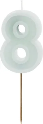 Produktbild von Geburtstagskerze Zahl 8, hellmint, 6 cm