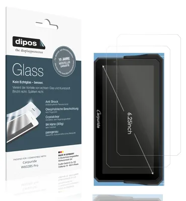 Produktbild von 2x Schutzfolie für Carpuride W602BS Pro - Anti-Shock 9H Folie dipos Glass Kunststoffglas