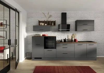 Produktbild von IMPULS Küchenzeile ohne Geräte ZANOTTI 320 cm grafit matt vormontiert Variante links IP315-IBZ4320GL-K830-F157-A688-G782
