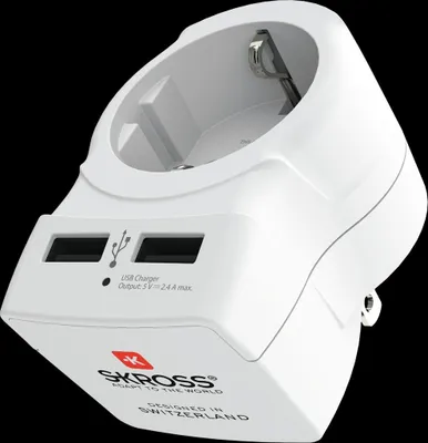 Obrázek produktu pro SKROSS Country Travel Adapter - Napjec adaptr - 15 A - 3 vstupn porty (2 x USB, 2kolkov zstrka USA) - bl (1.500281)