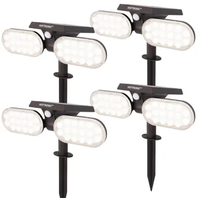 Image de HOFTRONIC - Lot de 4 spots à piquet solaires 2W 6000K 300lm IP65 Noir PIR