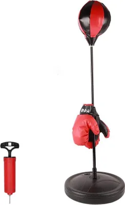 Immagine prodotto di Set da boxe da pavimento con sacco da boxe, regolabile in altezza da 75 a 105 cm, guantoni inclusi