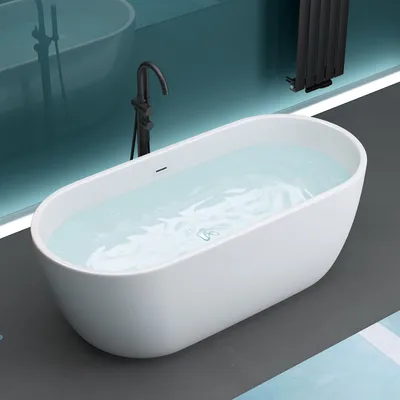 Produktbild von Mai & Mai Freistehende Badewanne 150x75cm Oval Weiß Acryl-Wanne Standbadwanne V518