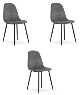 Produktbild von ASTI-Stuhl – Dunkelgrauer Samt, 3 Stück