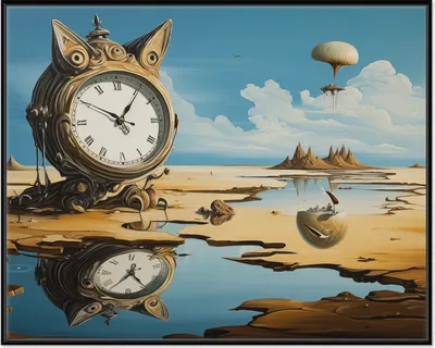 Produktbild von Wallario Wandbild Spiegelungen der Zeit, Größe: 40,30 x 50,30 cm, Poster mit schwarzem Aluminiumrahmen