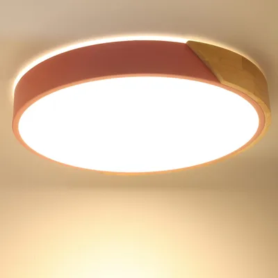 Produktbild von Runde LED-Deckenleuchte „KUMO“ 30 W Ø40 cm, Metall und Naturholz, wählbares Licht 3000 K–4000 K–6000 K, minimalistischer und moderner Stil