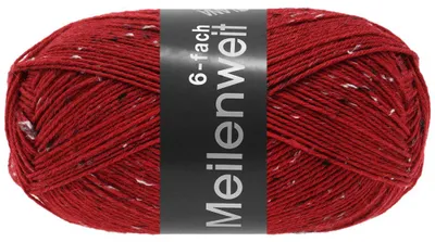 Produktbild von Lana Grossa MEILENWEIT 150 g TWEED 6-fach Sockenwolle 390 m Farbe 9676 - Kirschrot