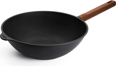 Produktbild von Woll Eco Logic QXR Guss-Wok: fester Holzgriff, Ø 30 cm, 10 cm hoch, Alle Herdarten inkl. Induktion