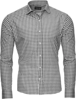 Produktbild von Reslad Herren Hemd Vichy Karomuster Langarmhemd RS-7007 Schwarz M
